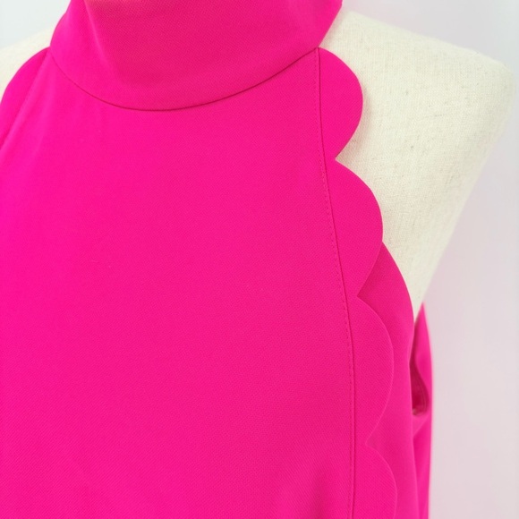 Ted Baker London Hit Pink Mock Neck Scalloped Mini Dress Size 3 / 8 - Picture 4 of 10